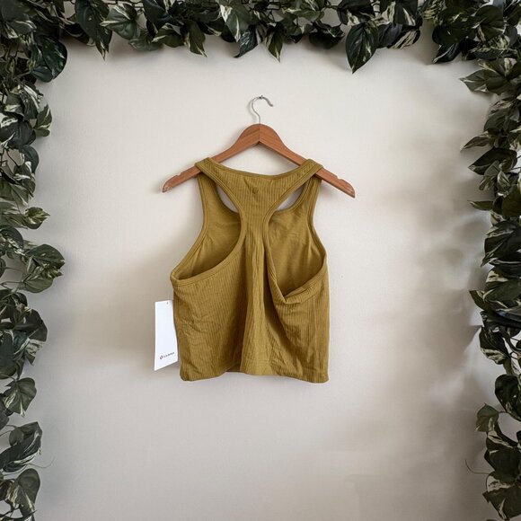 Lululemon Athletic Ebb To Street RB Cropped Tank Top Auric Gold NWT Sz 12 - Picture 2 of 7